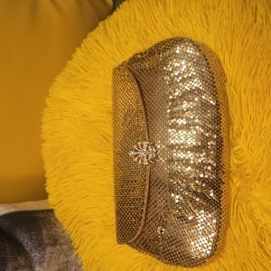 Whiting and David Small Gold Metal Evening Clutch